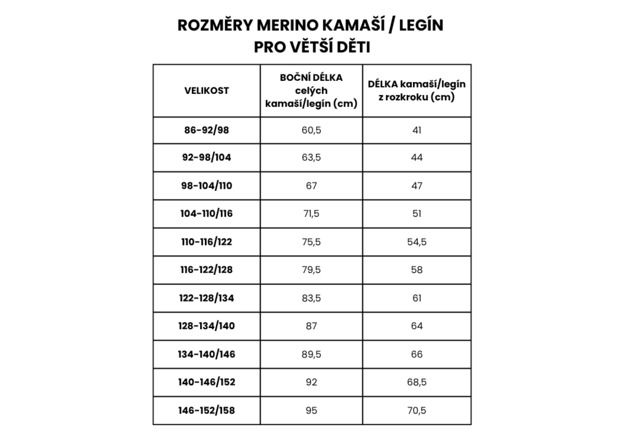 DĚTSKÉ MERINO kamaše a legíny pro větší děti
